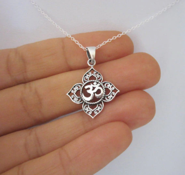 OM Filigree Silver Necklace